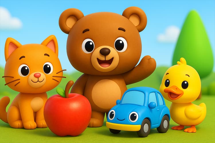 First Words for Babies – Learn Animals, Fruits, and Vehicles